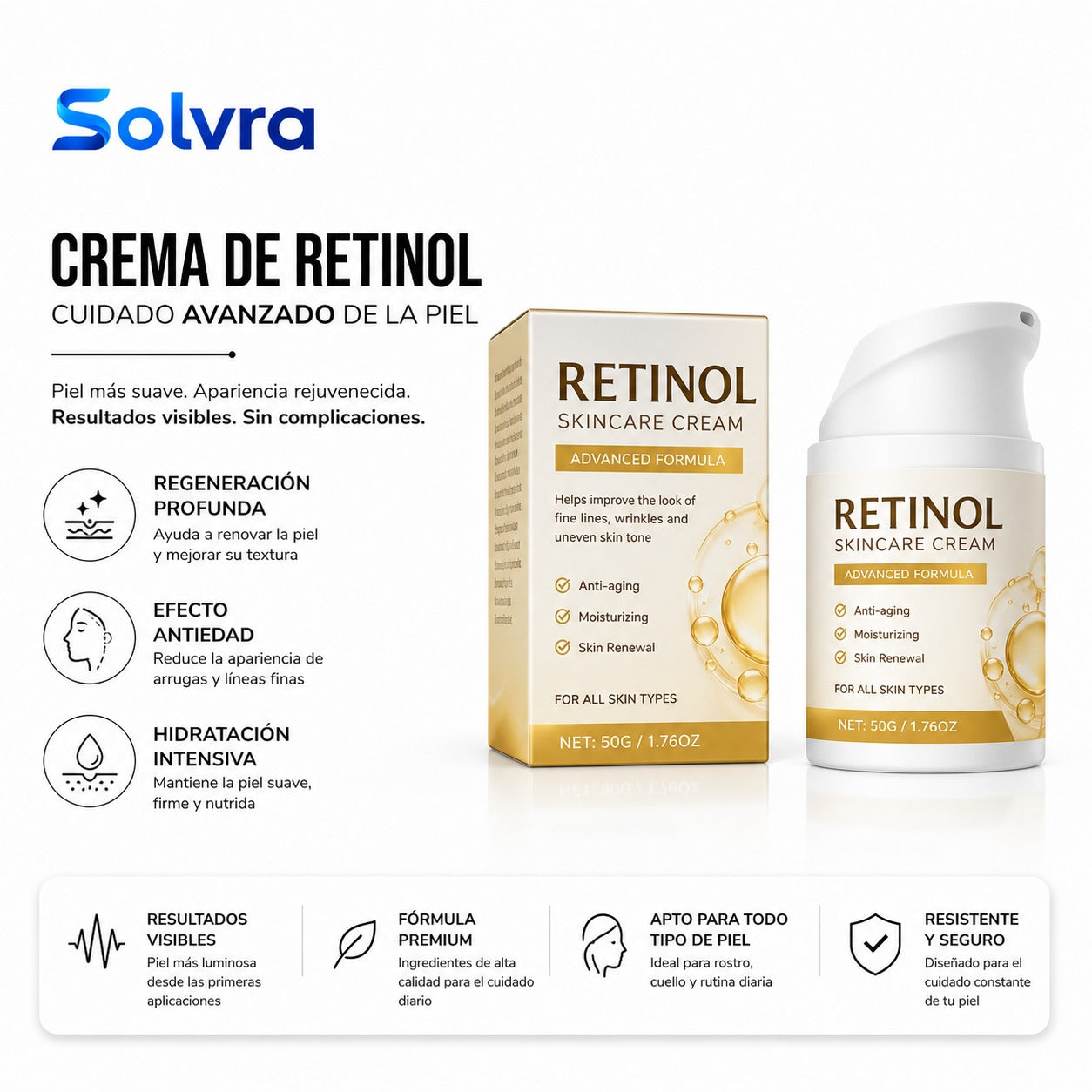 Crema Facial con Retinol – Rejuvenecimiento, Firmeza y Piel Renovada