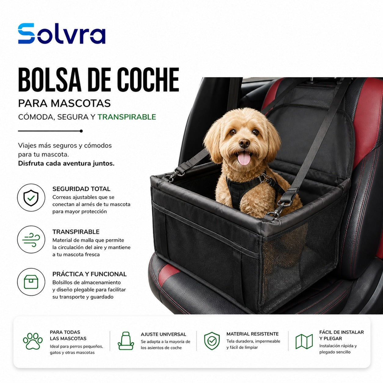 Bolso Transportador para Mascotas – Transpirable y Seguro para Viajes