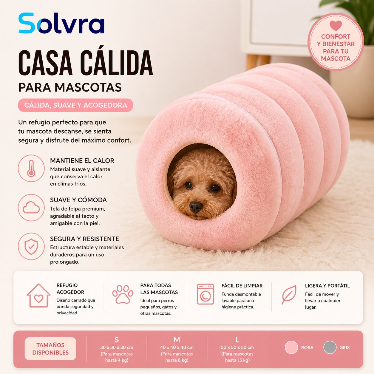 Casa Cálida para Mascotas – Refugio Cómodo y Seguro
