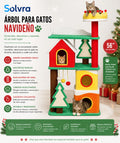 Rascador para Gatos Navideño 56” – Torre Multinivel con Casas, Plataforma y Área de Juego