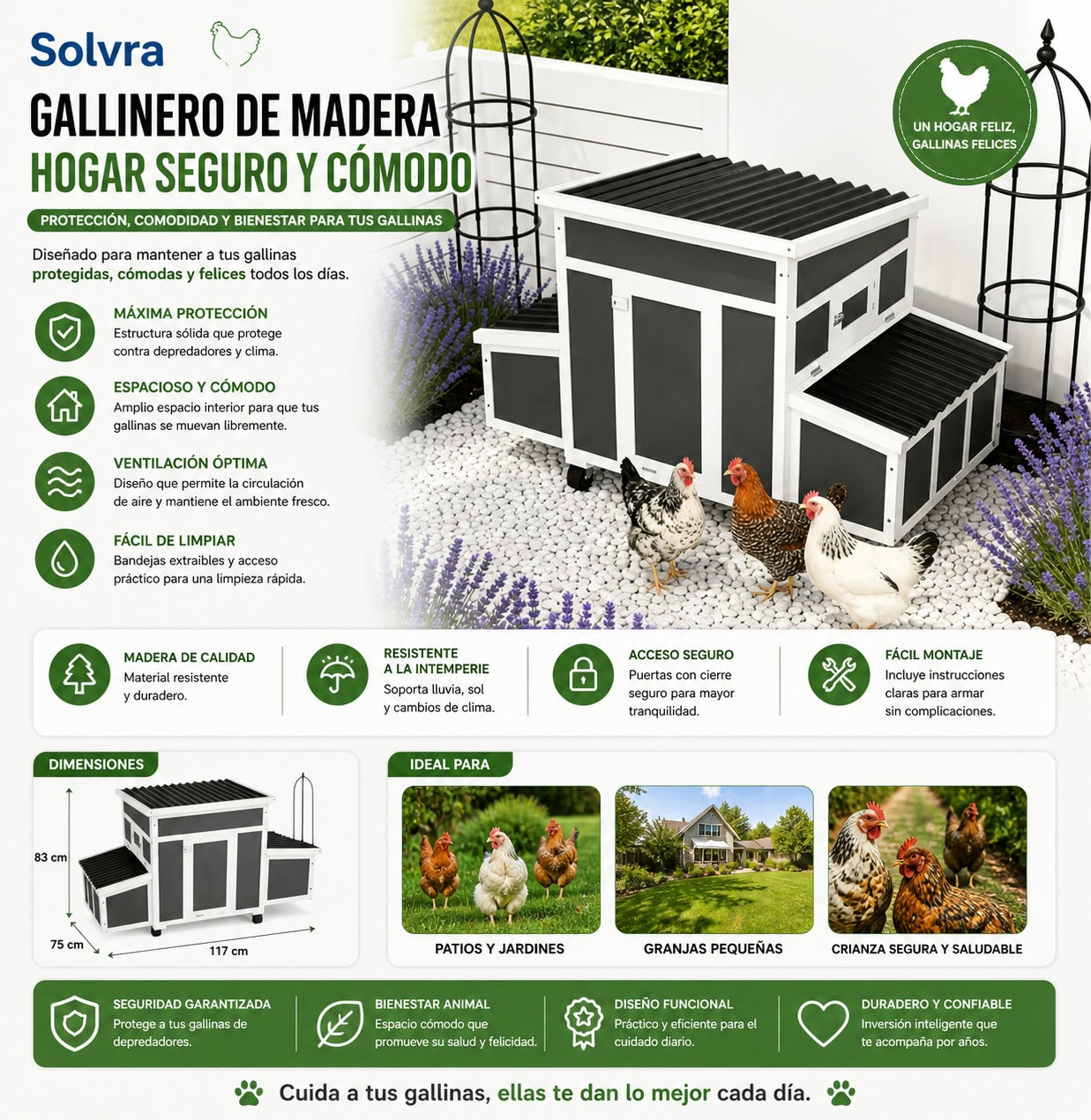 Casa para Mascotas de Madera – Gallinero Resistente y Funcional